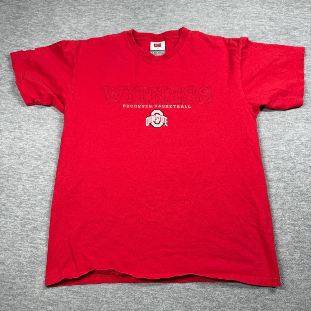 Nike Shirt Men M Red Ohio‎ State Buckeyes Basketball Witness NCAA Team Top VTG
